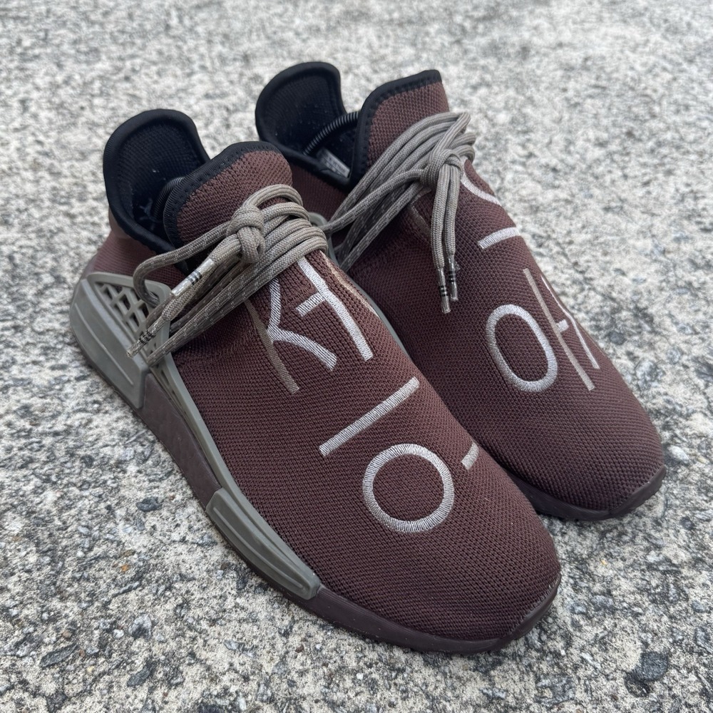 Pharrell x Adidas NMD Human Race GY0090 Athletic Sneaker Men's 9 Brown Knit Gym